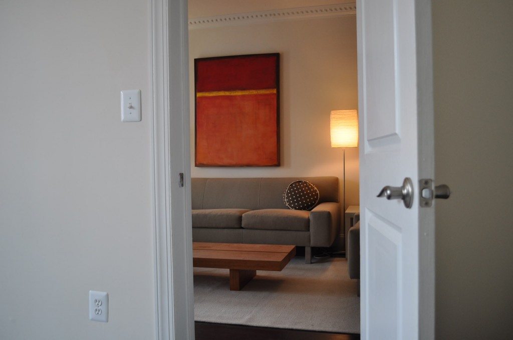 Look out into the living of Durant Manor Condos